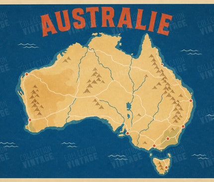 affiche carte australie illustration artistique