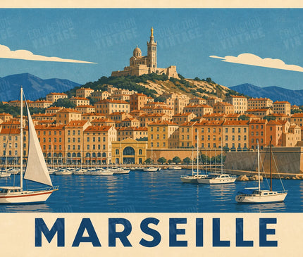 affiche marseille vintage panoramique