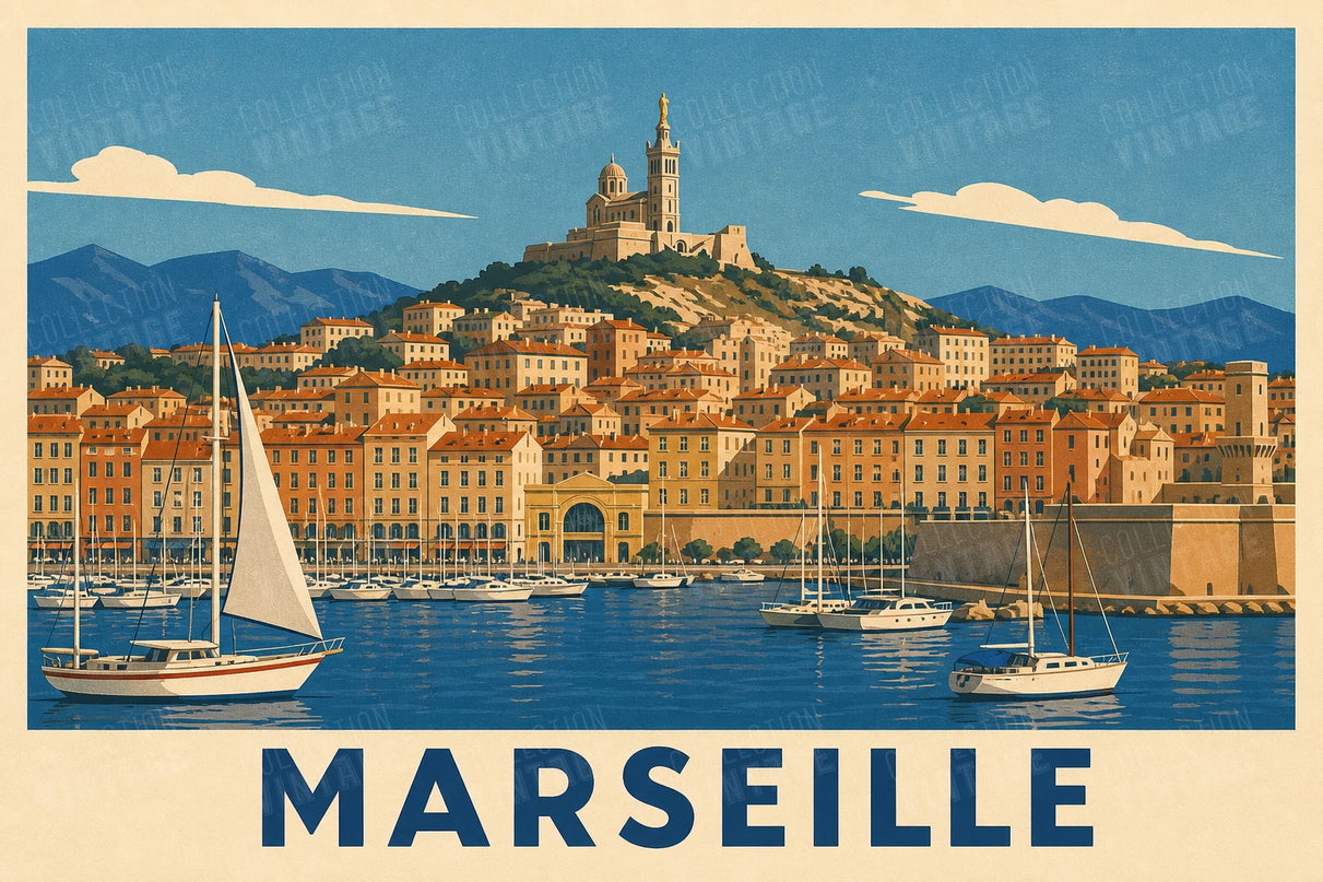affiche marseille vintage panoramique