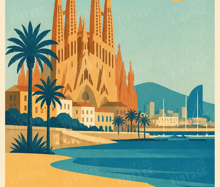affiche barcelone illustration mediterraneenne