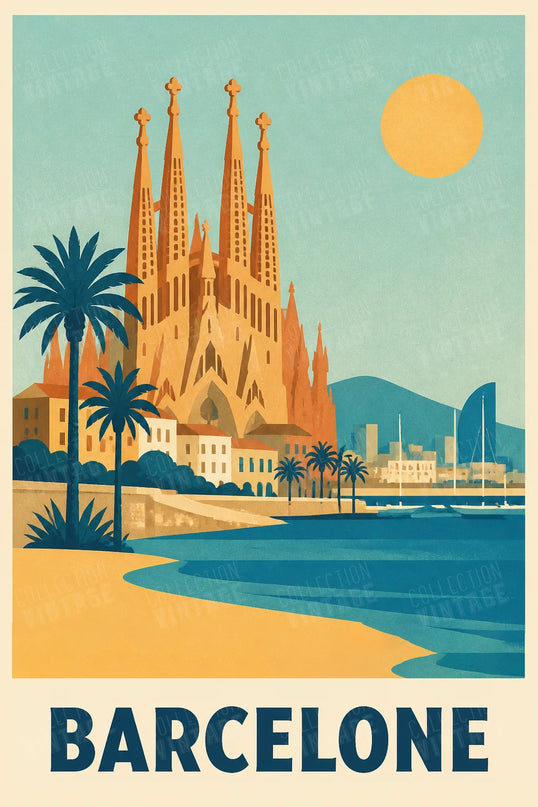 affiche barcelone illustration mediterraneenne