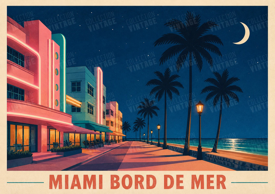 affiche miami boulevard bord de mer