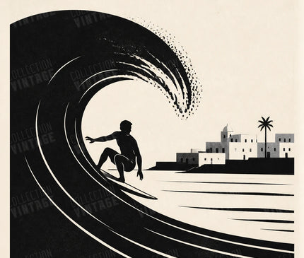 affiche surf noir et blanc