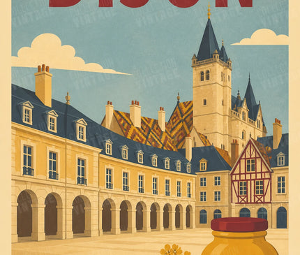 affiche dijon souvenir de voyage vintage