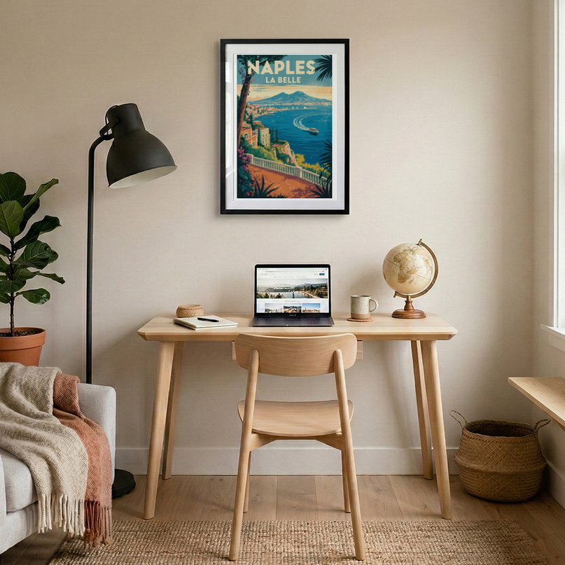 affiche naples colline et mer