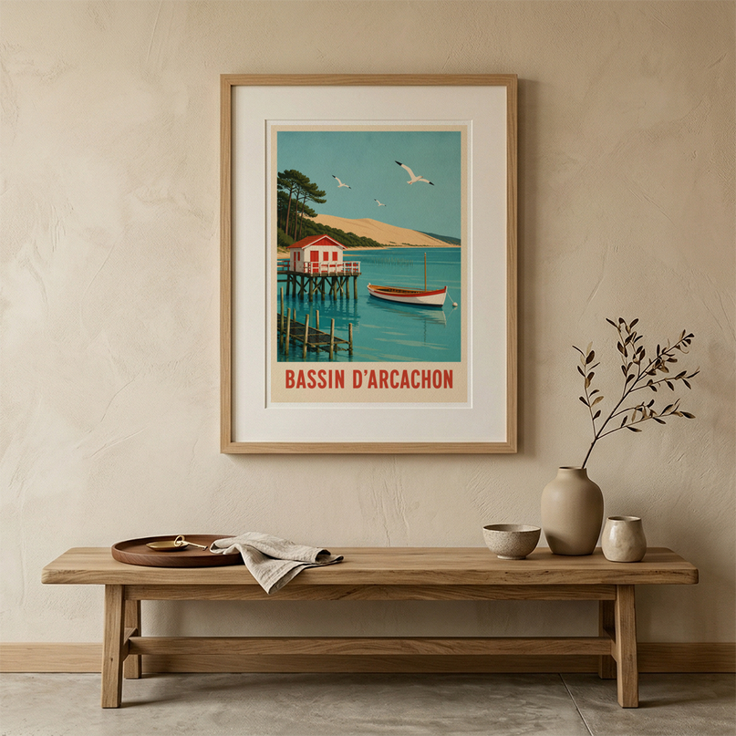 affiche vintage bassin d'arcachon
