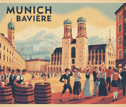 affiche munich couleur chaude vintage