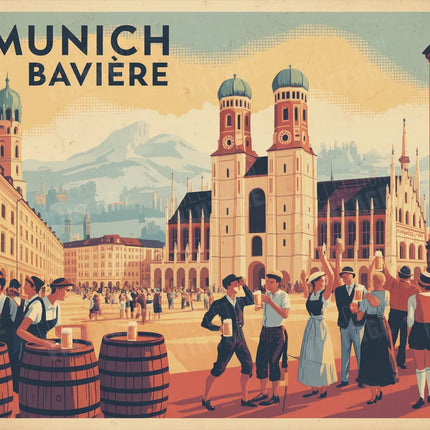 affiche munich couleur chaude vintage