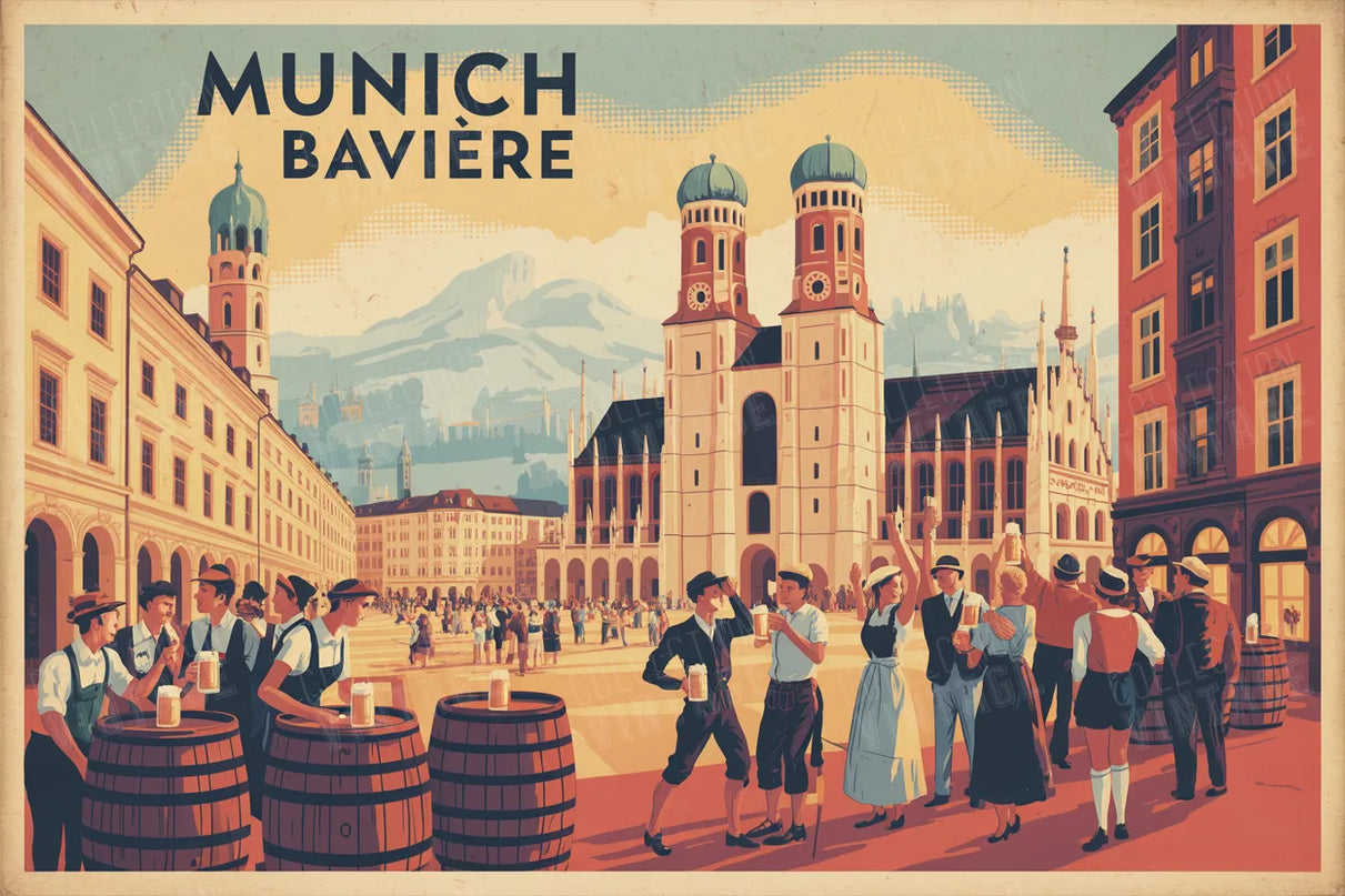 affiche munich couleur chaude vintage