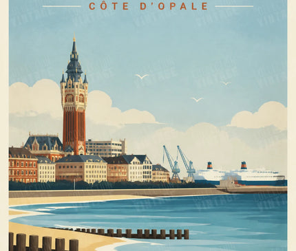 affiche calais style affiche de voyage ancienne