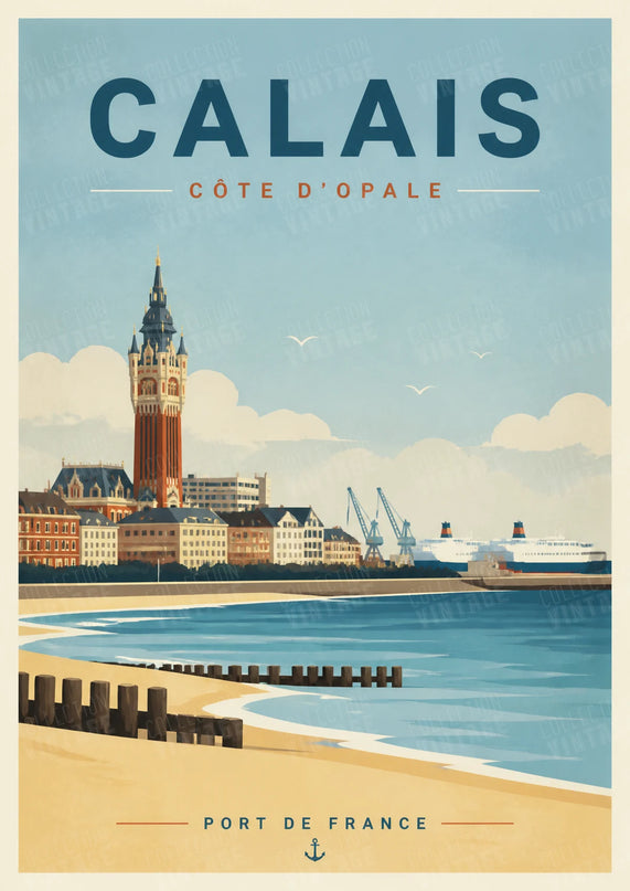 affiche calais style affiche de voyage ancienne