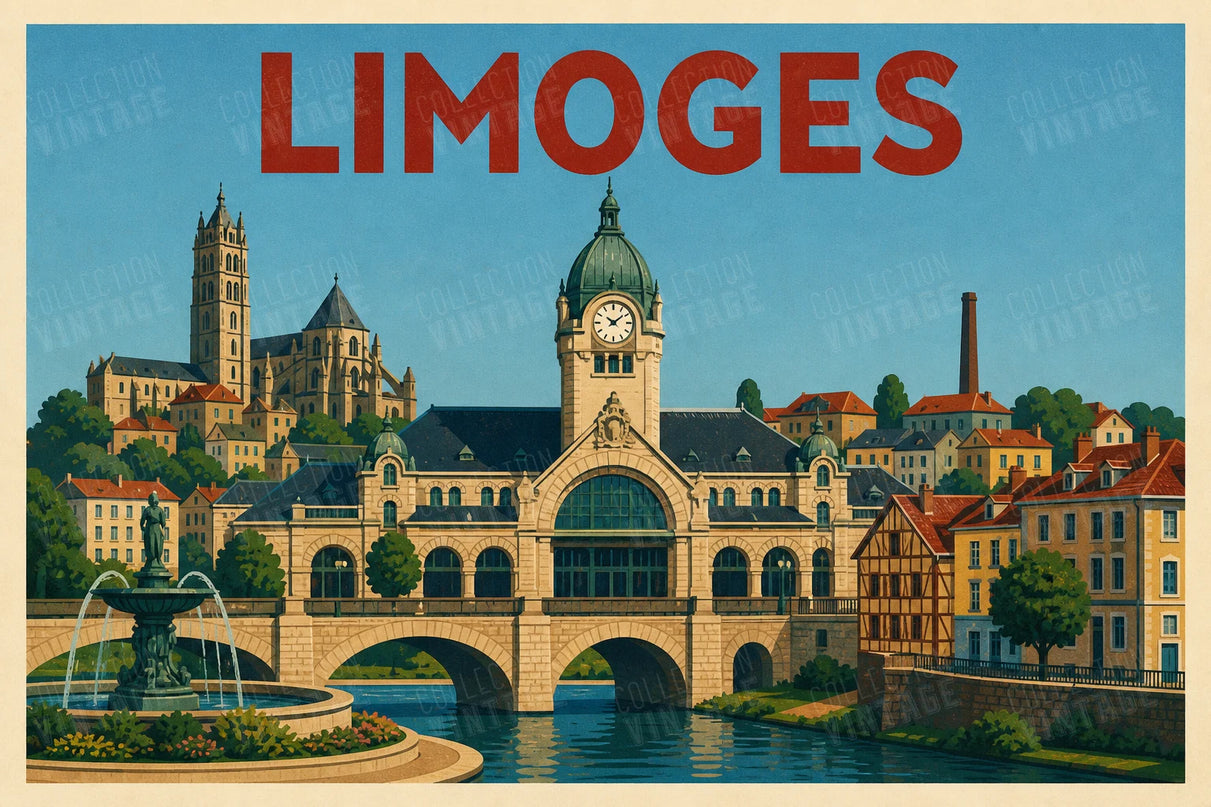affiche vintage limoges affiche retro colorée