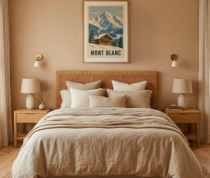 affiche mont blanc vintage chalet