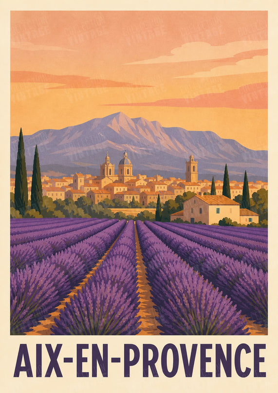 affiche vintage lavandes aix en provence