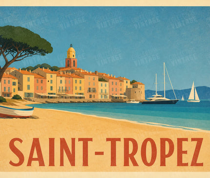 affiche saint tropez style affiche de plage