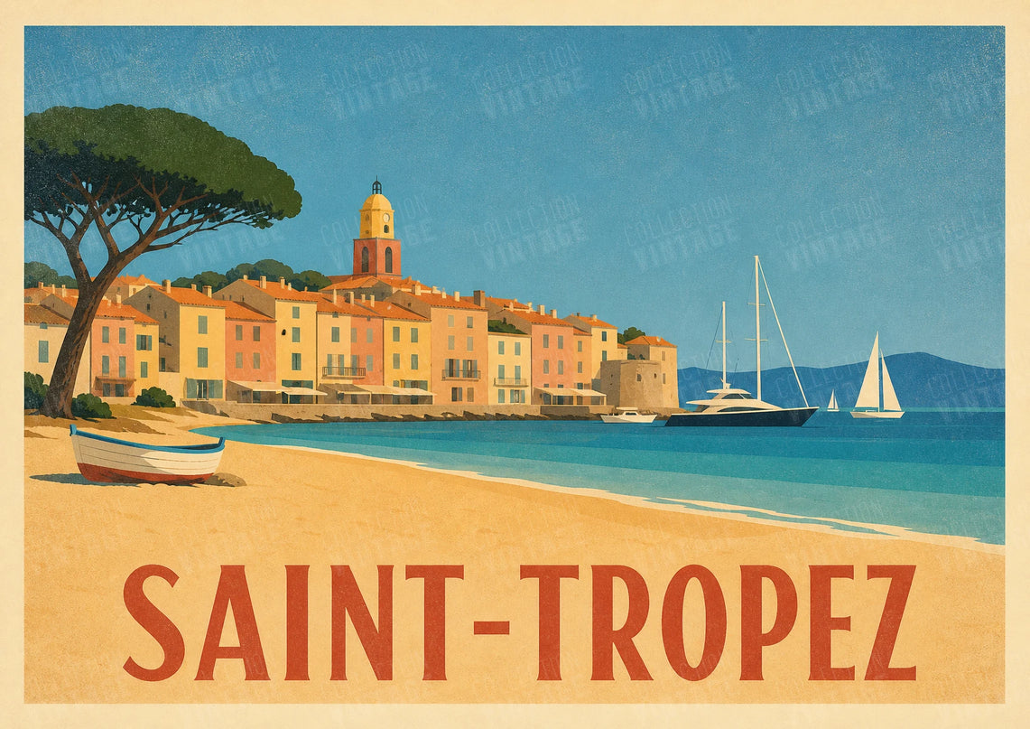 affiche saint tropez style affiche de plage