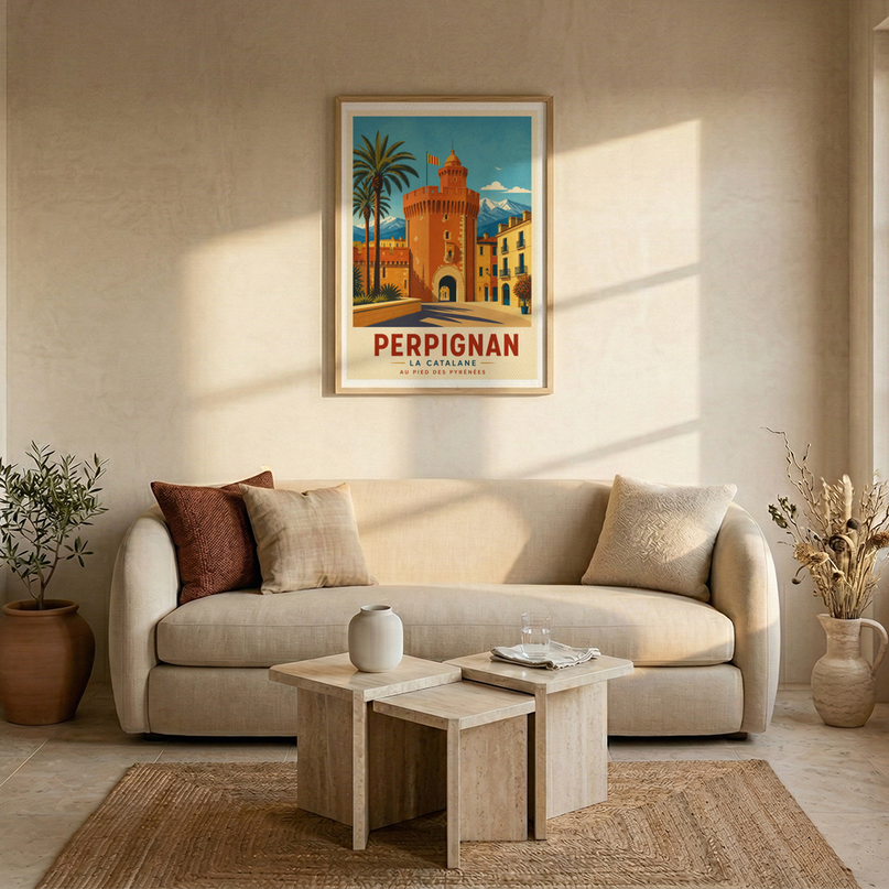 affiche plan vintage perpignan