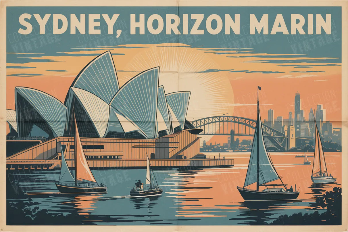affiche sydney horizon marin vintage