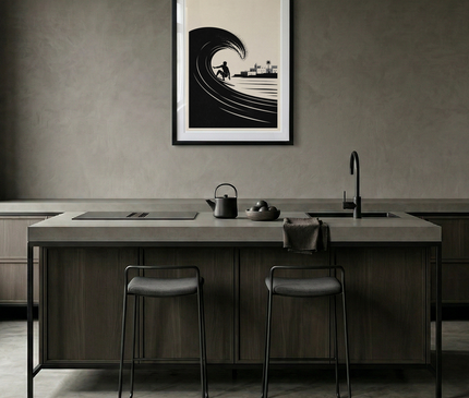affiche surf noir et blanc