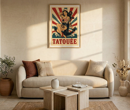 Affiche pin-up tatouée style old school