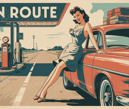 affiche pin up voiture rétro