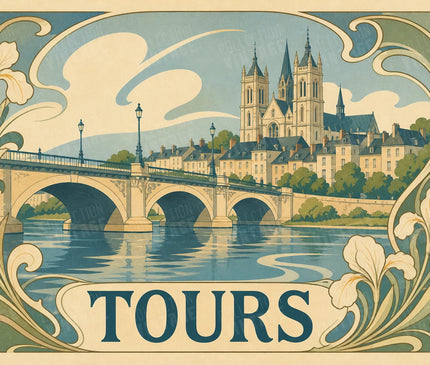 affiche déco tours style art nouveau