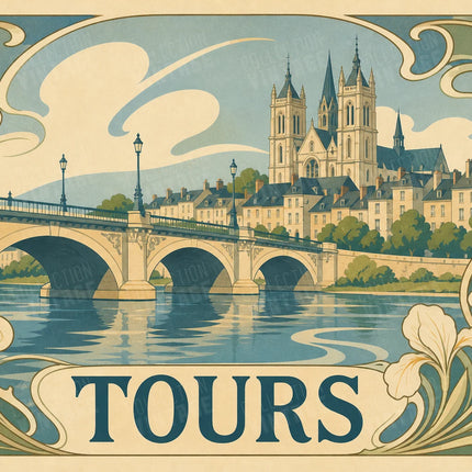 affiche déco tours style art nouveau