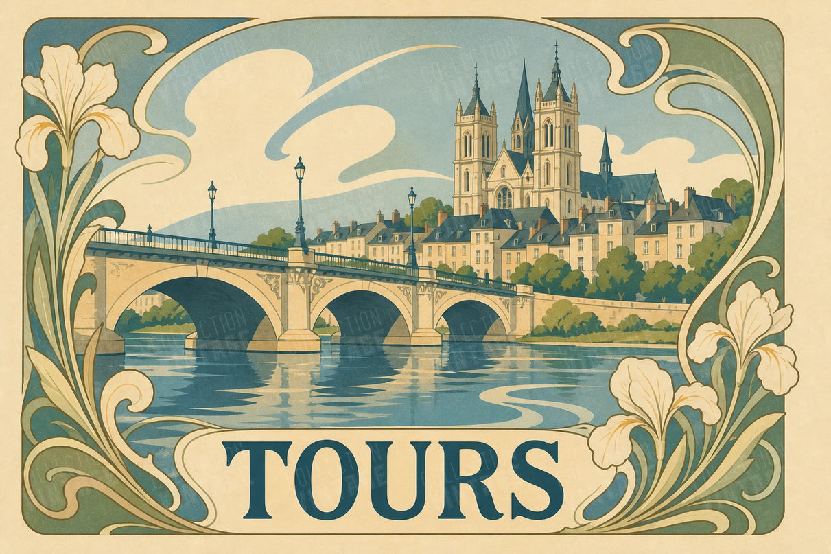 affiche déco tours style art nouveau