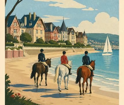 affiche deauville vintage silhouette cavaliers