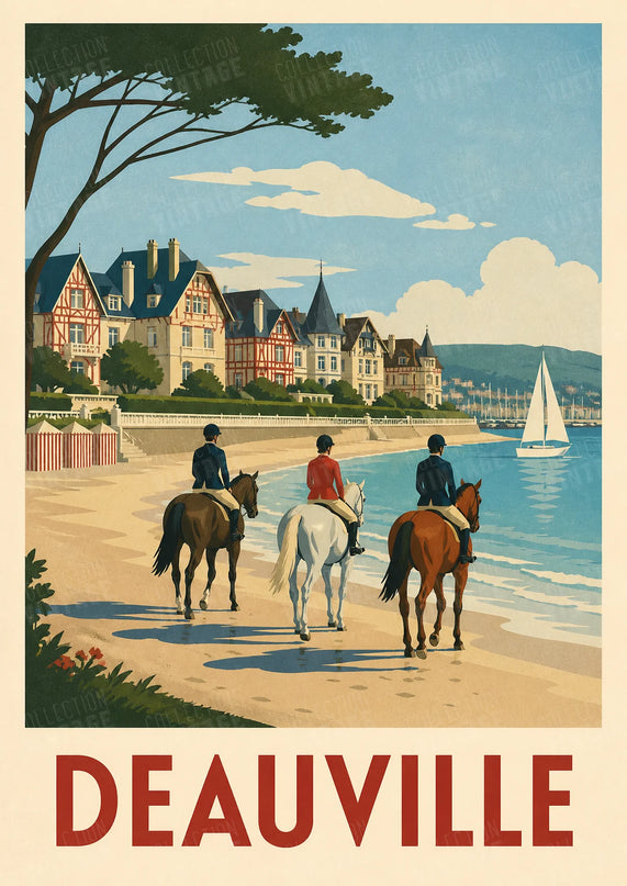 affiche deauville vintage silhouette cavaliers
