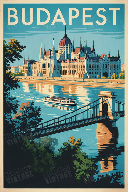 affiches budapest triptyque mural vintage