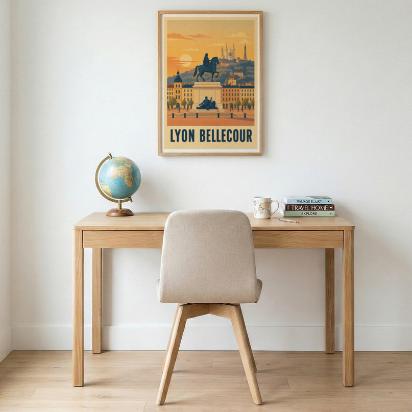 affiche lyon vintage place bellecour