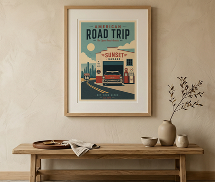 affiche etats unis garage retro vintage