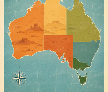 affiche carte géographique australie