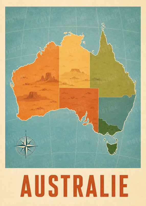 affiche carte géographique australie