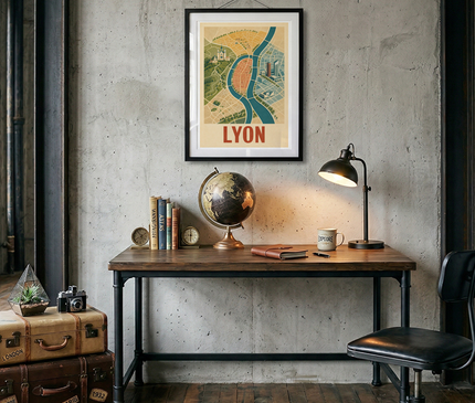 poster carte lyon minimaliste design
