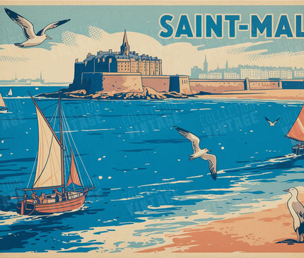 affiche saint malo vintage style affiche touristique
