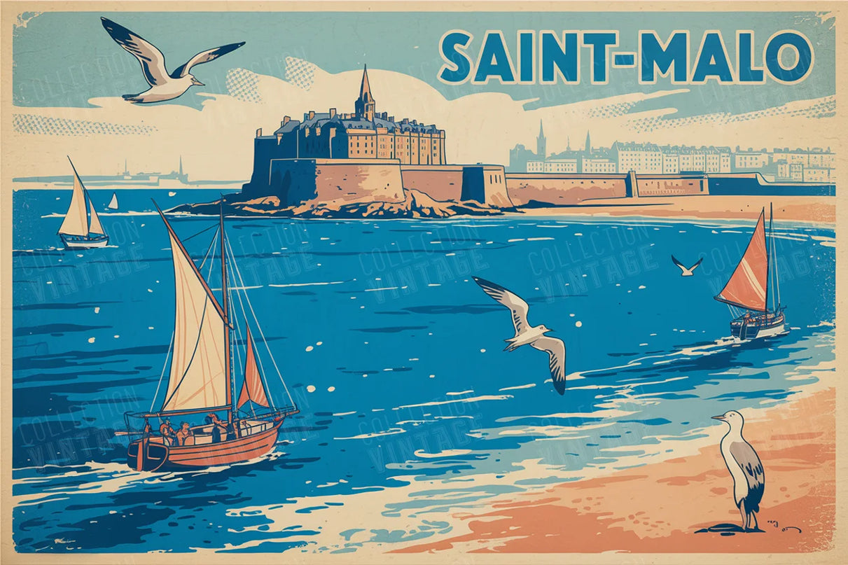 affiche saint malo vintage style affiche touristique