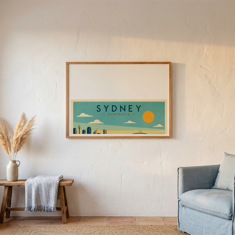 affiche sydney vue panoramique colorée