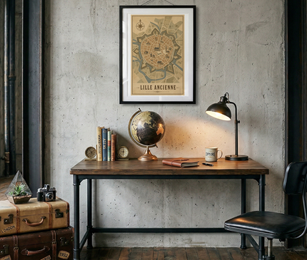 affiche carte ancienne de lille