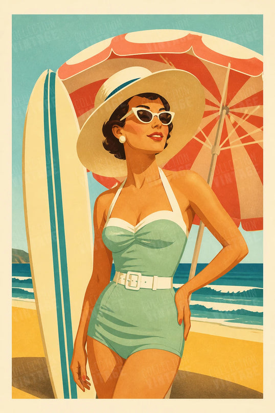 Affiche Ocean Spirit femme chic ambiance rétro 1950