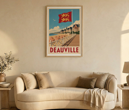 affiche deauville vintage drapeau normandie