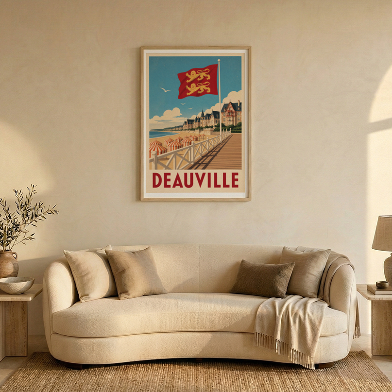 affiche deauville vintage drapeau normandie