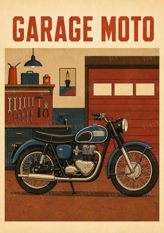 affiche moto vintage garage