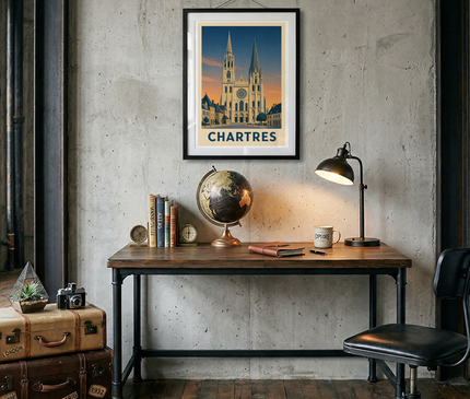 affiche chartres style rétro 1960