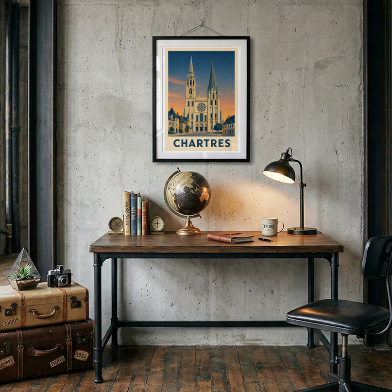 affiche chartres style rétro 1960