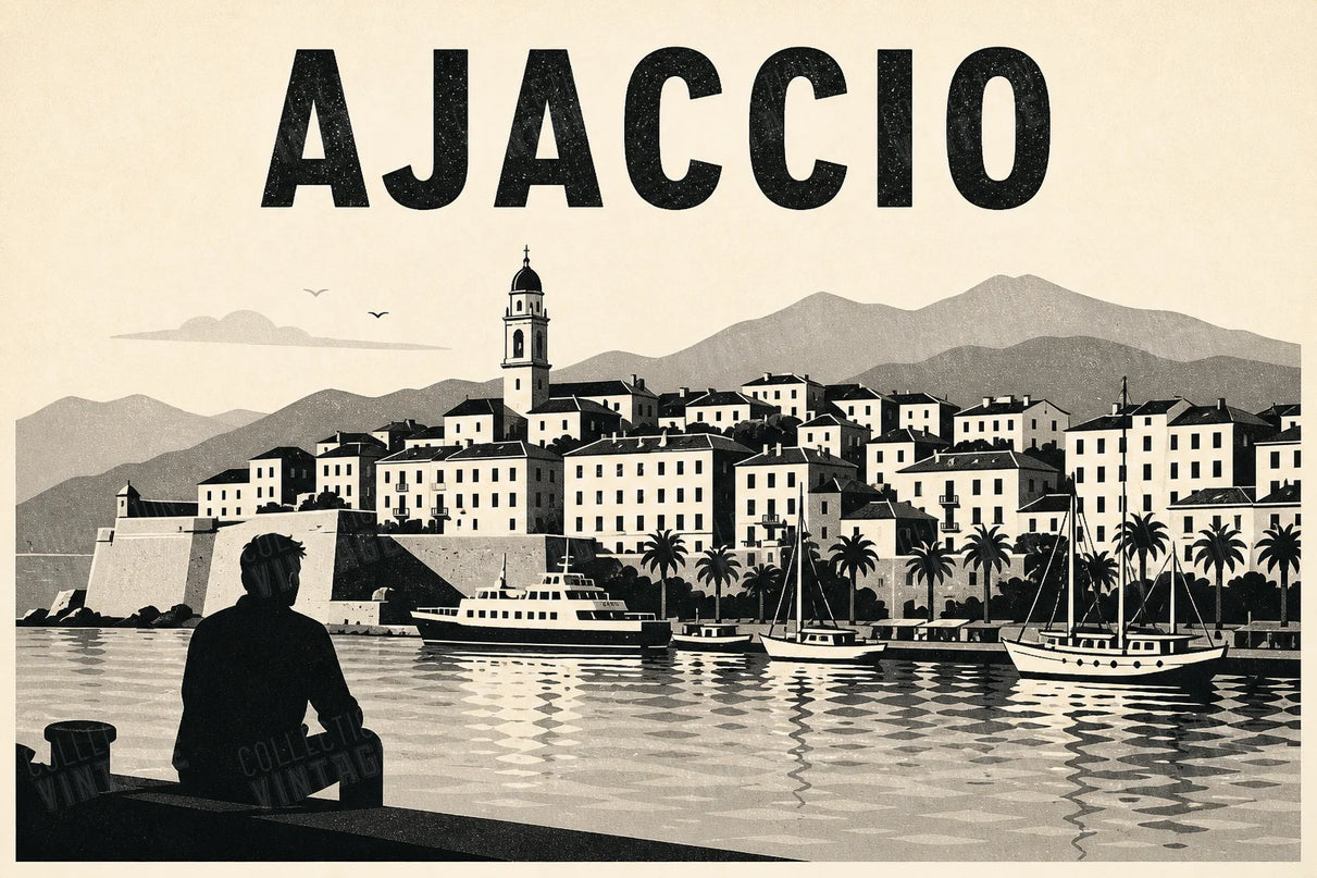 affiche ajaccio noir et blanc