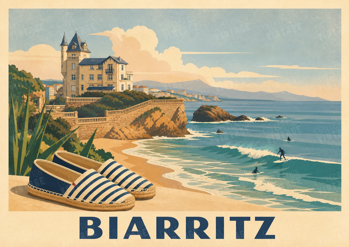 affiche biarritz vintage côte basque