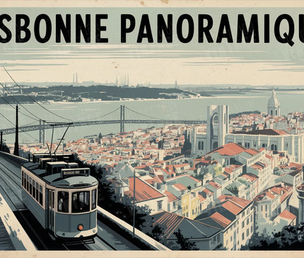 affiche lisbonne noir et blanc panoramique