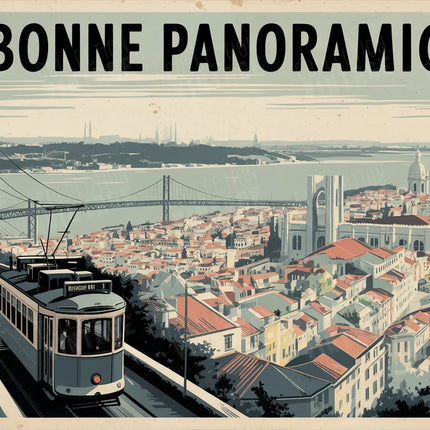 affiche lisbonne noir et blanc panoramique